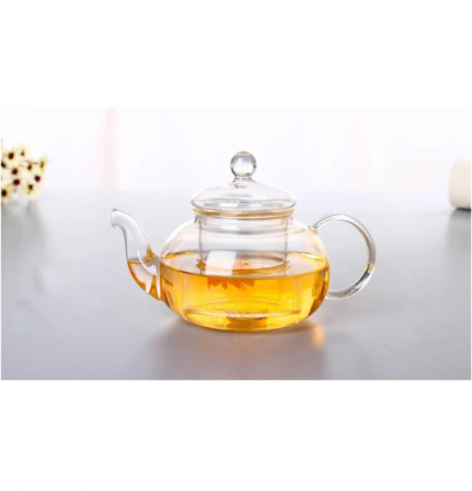 Ceainic din sticla 1000 ml, cu capac si infuzor din sticla [2]