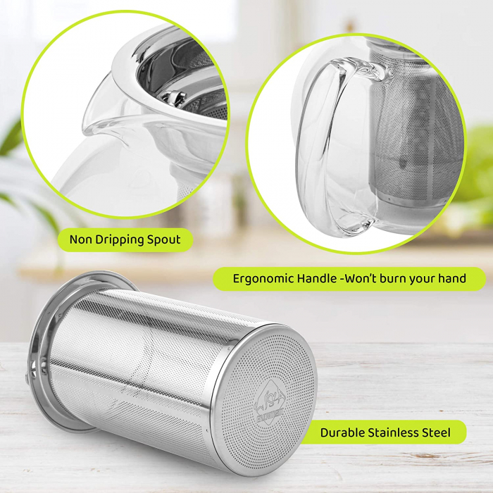 Ceainic din sticla Borosilicata  cu infuzor metalic, 950 ml [2]