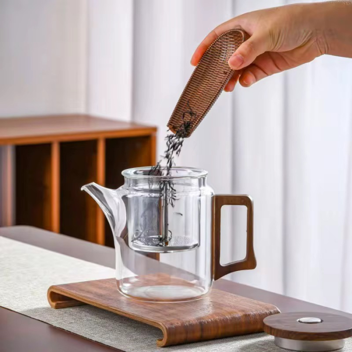 Ceainic „ZEN FLOW” 650 ml cu infuzor si sistem cu buton, sticla borosilicata [2]