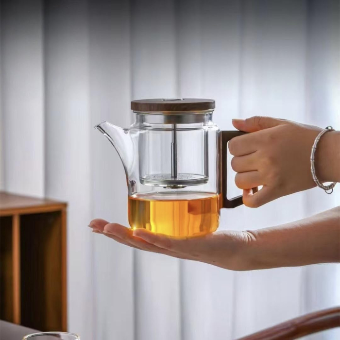 Ceainic „ZEN FLOW” 650 ml cu infuzor si sistem cu buton, sticla borosilicata [4]
