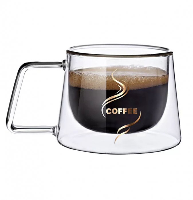 Ceasca COFFEE din sticla borosilicata cu pereti dubli, 180 ml [1]