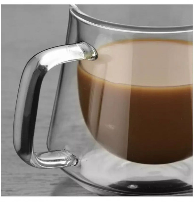 Ceasca COFFEE din sticla borosilicata cu pereti dubli, 200 ml [5]