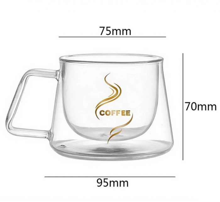 Set 2 Cesti COFFEE din sticla borosilicata cu pereti dubli, 180 ml [7]