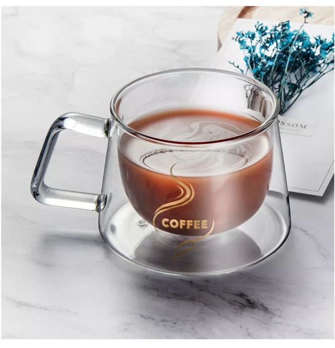 Ceasca COFFEE din sticla borosilicata cu pereti dubli, 200 ml [4]