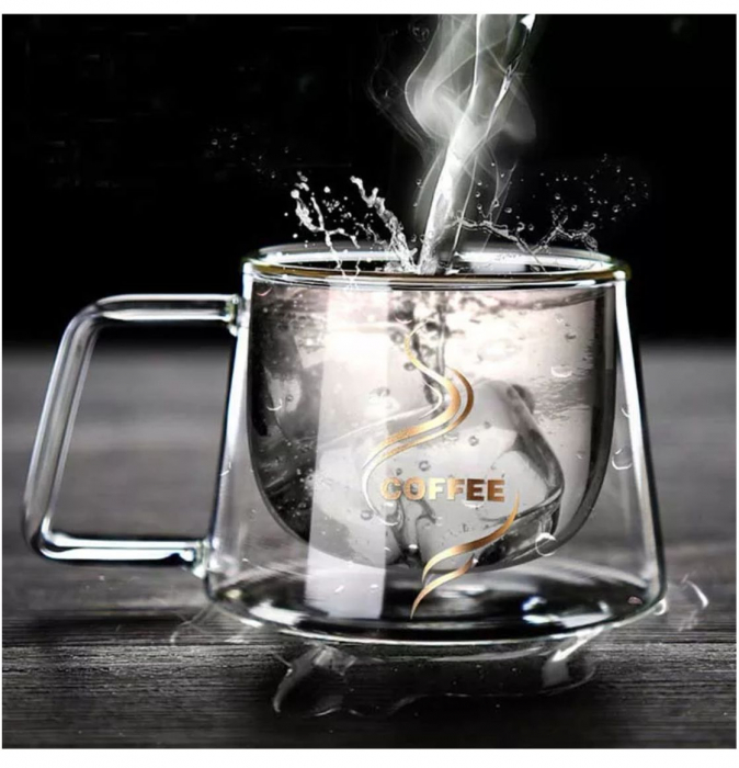 Ceasca COFFEE din sticla borosilicata cu pereti dubli, 200 ml [3]