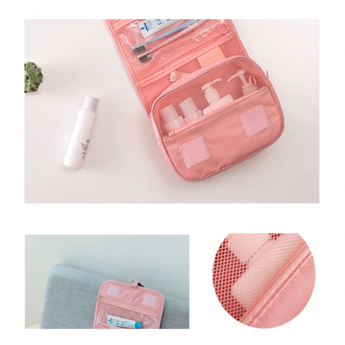 Organizator geanta pentru cosmetice, TRAVEL, 24x20cm, Roz [3]