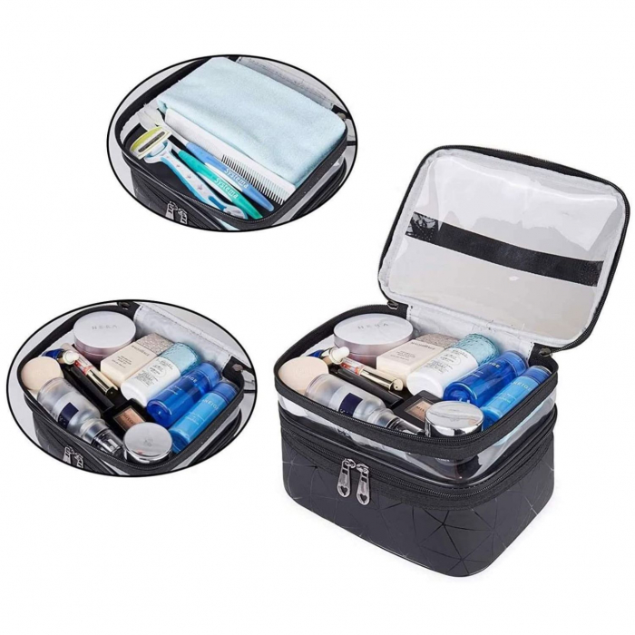 Organizator geanta pliabila pentru cosmetice, TRAVEL, 9 x 23 x 15.5 cm, Negru [5]