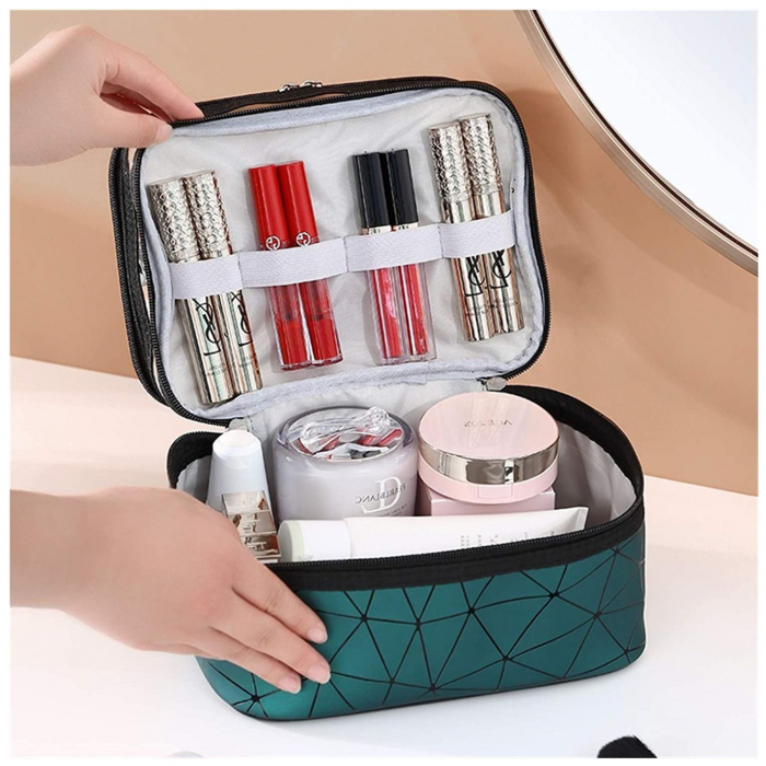 Organizator geanta pliabila pentru cosmetice, TRAVEL, 9 x 23 x 15.5 cm, Verde [2]