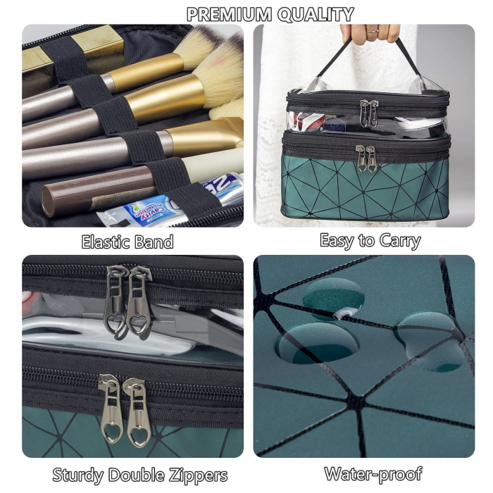 Organizator geanta pliabila pentru cosmetice, TRAVEL, 9 x 23 x 15.5 cm, Verde [5]