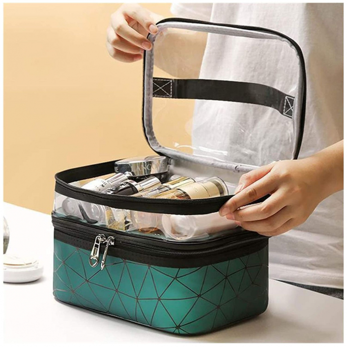 Organizator geanta pliabila pentru cosmetice, TRAVEL, 9 x 23 x 15.5 cm, Verde [3]