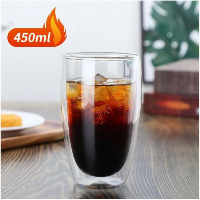 Pahar 450 ml din sticla Borosilicata cu pereti dubli [2]