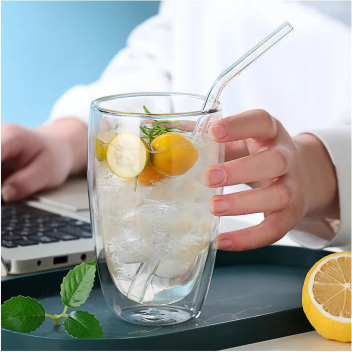Pahar 450 ml din sticla Borosilicata cu pereti dubli [3]