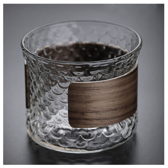 Pahar din sticla borosilicata cu protectie lemn, 180 ml [4]