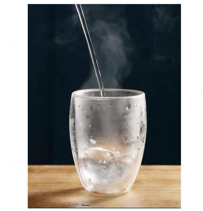 Set 4 Pahare din sticla Borosilicata cu pereti dubli, 350 ml x 4 [3]