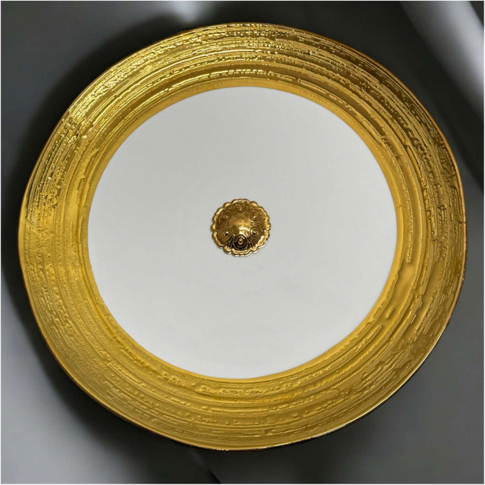Platou de servire din portelan cu suport metalic, diametru 25 cm, inaltime 13.5 cm [3]