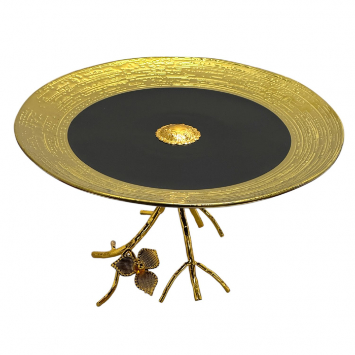 Platou de servire din portelan cu suport metalic, diametru 25 cm, inaltime 13.5 cm [7]