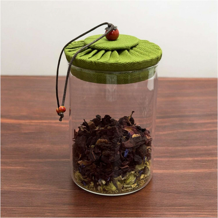 Recipient cilindric din sticla borosilicata cu capac atans, 12x8 cm [3]