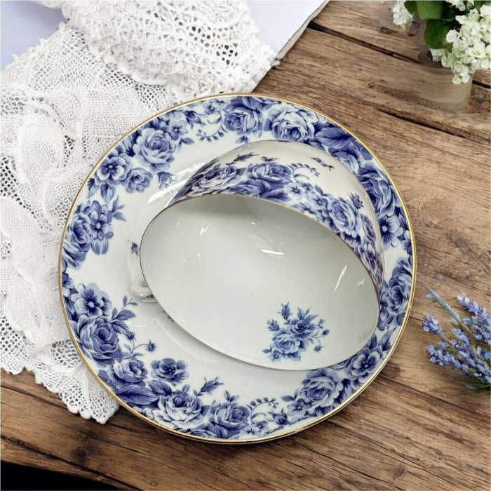 Serviciu din Portelan fin, 2 Cesti si Farfurii, Blue Bouquet [3]