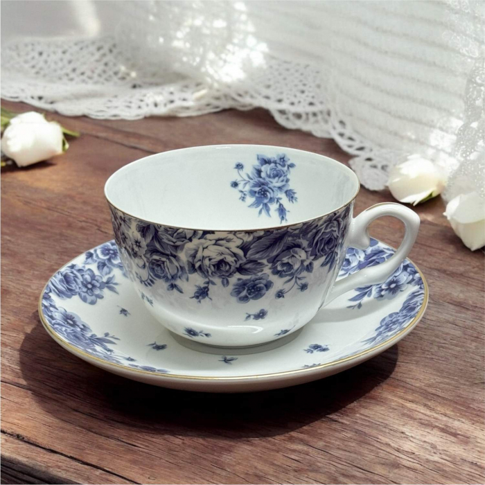 Serviciu din Portelan fin, 2 Cesti si Farfurii, Blue Bouquet [4]