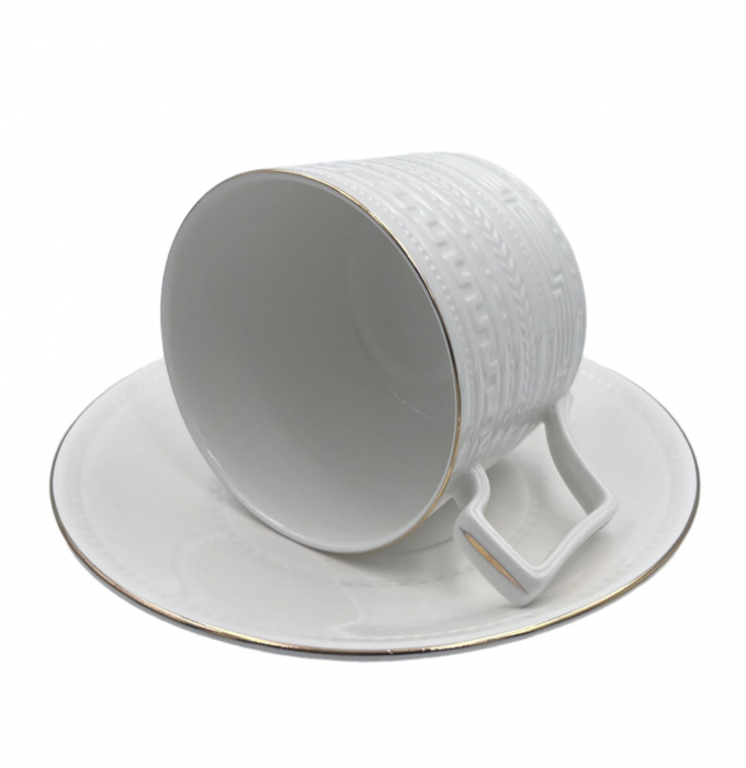 Serviciu din Portelan fosfatic, SIMPLE, 2 Cesti si Farfurii, 250 ml [2]