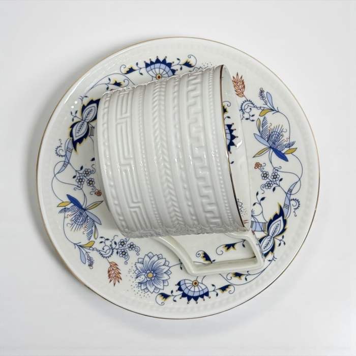 Serviciu din Portelan fosfatic, BLUE GARDEN, 2 Cesti si Farfurii, 250 ml [3]