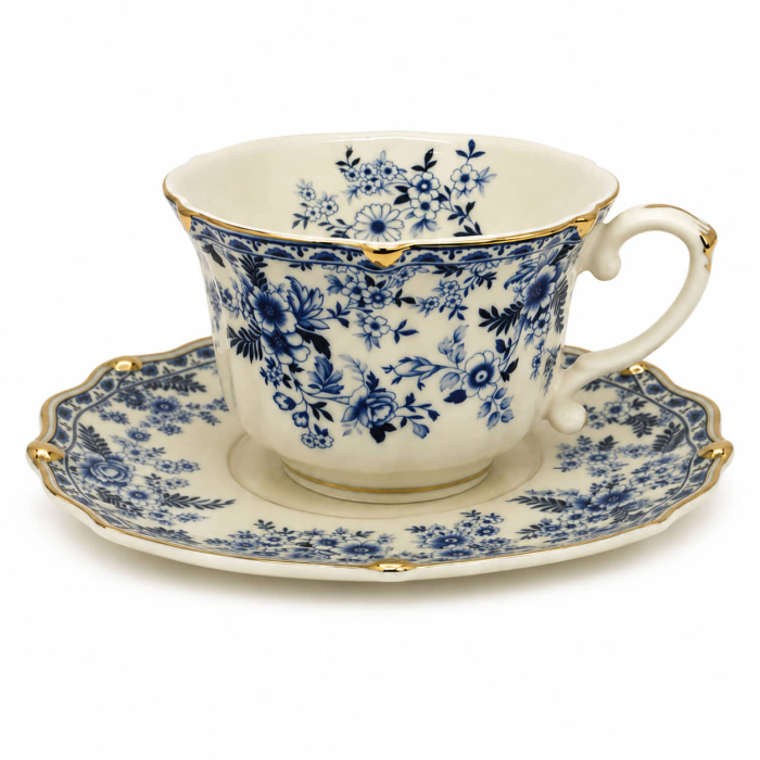 Serviciu Portelan Vintage 2 Cesti si farfurii, Blue Bouquet [2]