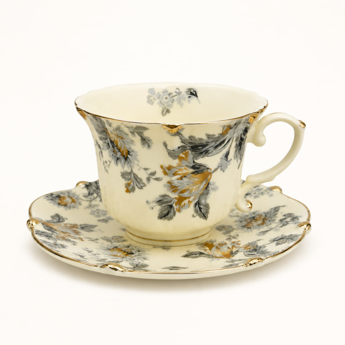 Serviciu Portelan Vintage 2 Cesti si farfurii, GOLDEN LEAF [5]