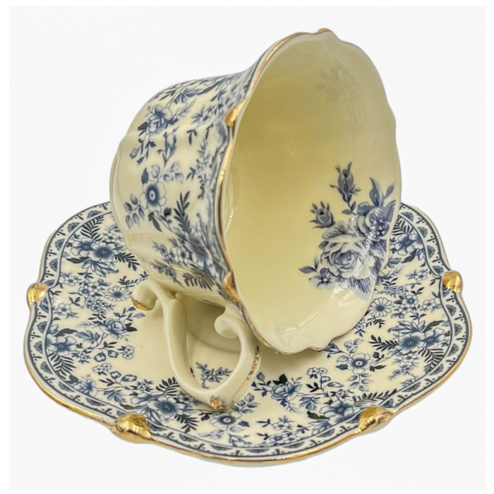 Serviciu Portelan Vintage 2 Cesti si farfurii, Blue Bouquet [3]
