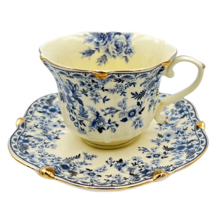 Serviciu Portelan Vintage 2 Cesti si farfurii, Blue Bouquet [2]