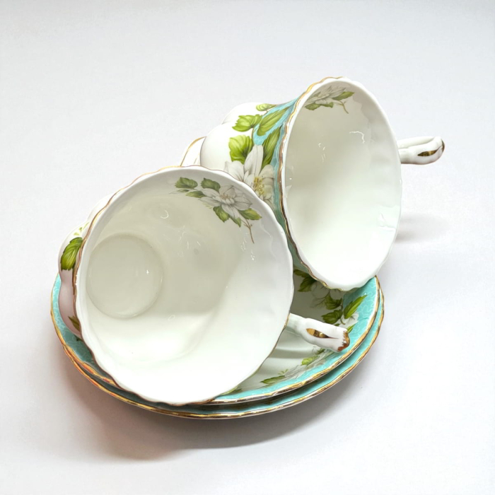 Serviciu Portelan Vintage Royal, 2 Cesti si farfurii, AQUA MAGNOLIA [3]