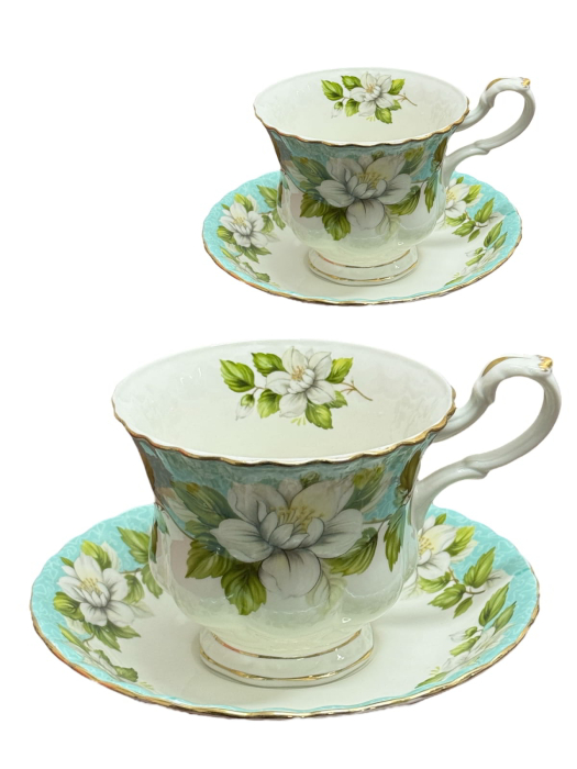 Serviciu Portelan Vintage Royal, 2 Cesti si farfurii, AQUA MAGNOLIA [1]