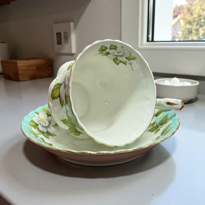 Serviciu Portelan Vintage Royal, 2 Cesti si farfurii, AQUA MAGNOLIA [2]