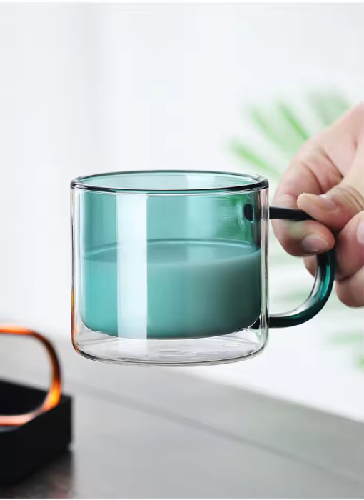 Set 4 cani „RAINBOW” 250 ml din sticla borosilicata, cu perete dublu, multicolor [2]