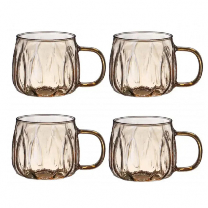 Set Carafa1.5 L si 4 Cani din sticla Borosilicata, GOLDIE [4]