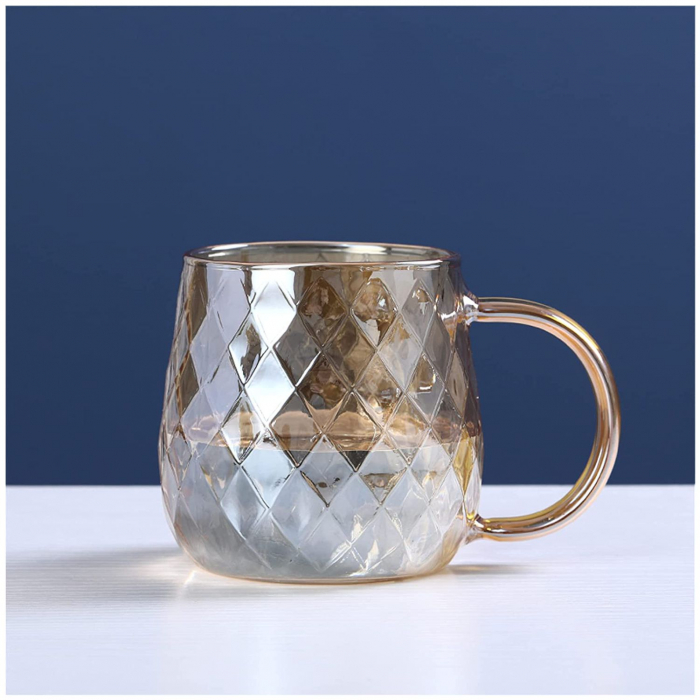 Set Carafa si 4 Cani din sticla Borosilicata, GOLDEN [3]