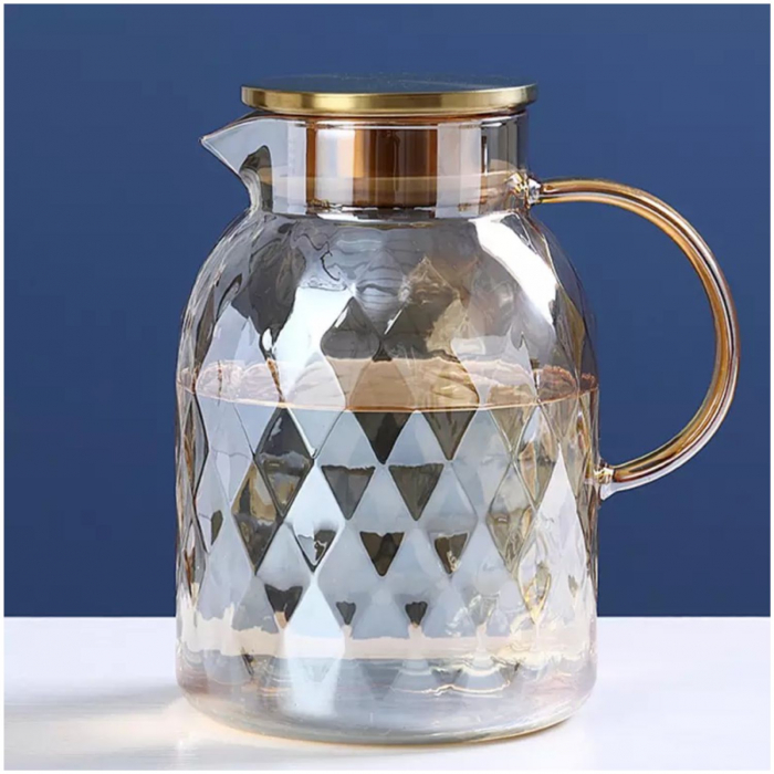 Set Carafa si 4 Cani din sticla Borosilicata, GOLDEN [2]