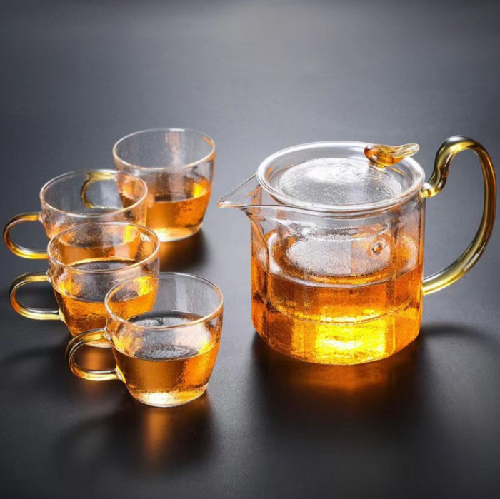 Set Ceai din Sticla Borosilicata, Ceainic cu infuzor si 4 Cani [1]