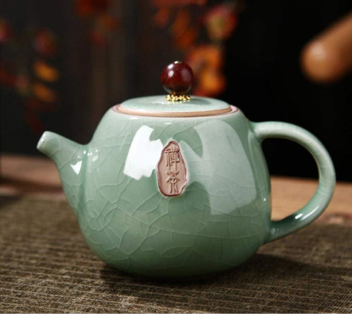 Set ceai „IMPERIAL TEA” din portelan, ceainic 200 ml, 6 cupe si accesorii incluse, Turcoaz [6]