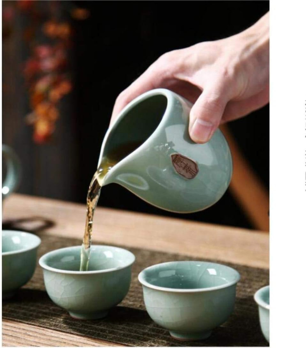 Set ceai „IMPERIAL TEA” din portelan, ceainic 200 ml, 6 cupe si accesorii incluse, Turcoaz [4]