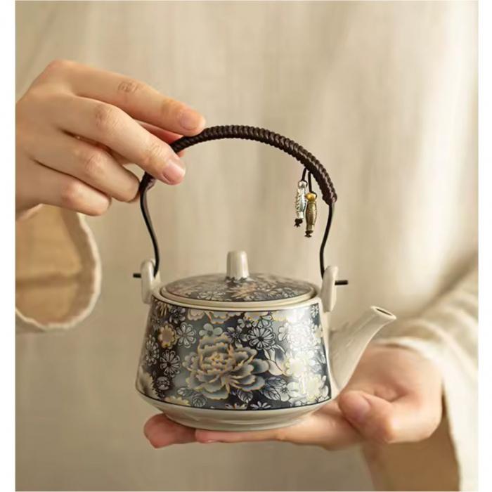 Set ceai MYSTIC TEA – Ceainic 200 ml, 6 cupe si recipient pentru ceai, din portelan [4]