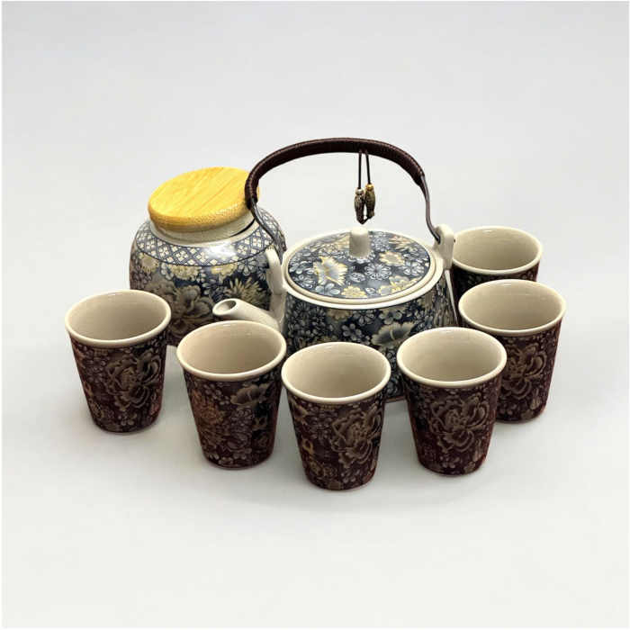 Set ceai MYSTIC TEA – Ceainic 200 ml, 6 cupe si recipient pentru ceai, din portelan [3]
