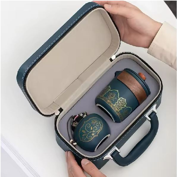 Set Ceainic 350 ml, 3 cupe din Portelan si recipient pentru ceai, ROYAL SAPPHIRE [4]