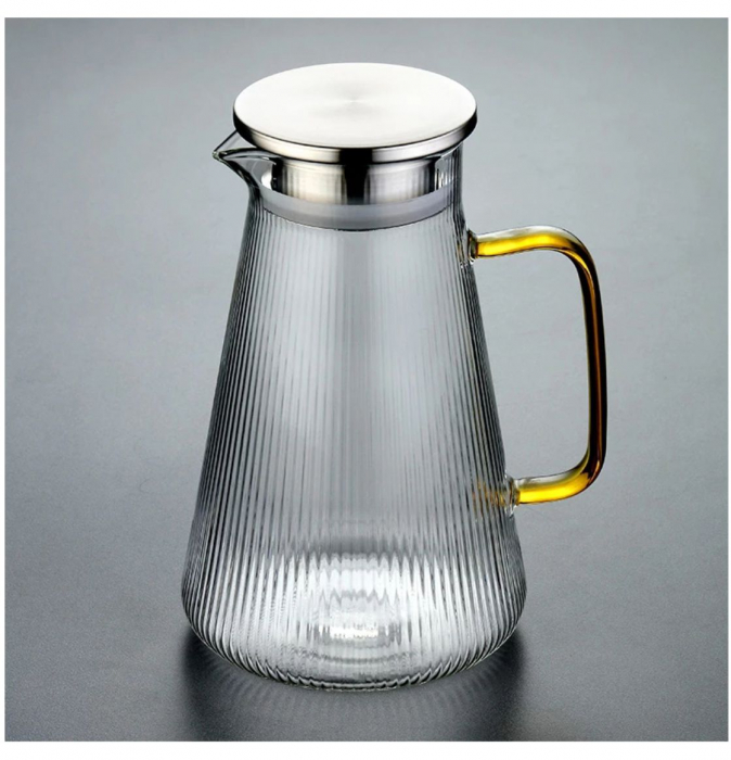 Set Ceainic - Carafa 1.3L si 4 Cani din Sticla Borosilicata, LINES [2]