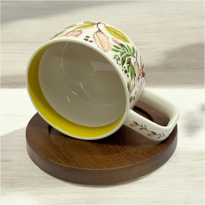 Set Ceasca Portelan si suport Lemn, TERRA COLLECTION, 250 ml [2]