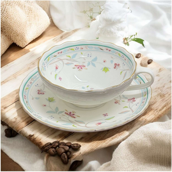 Set Ceasca si Farfurie din Portelan, Flowers, 180 ML [2]