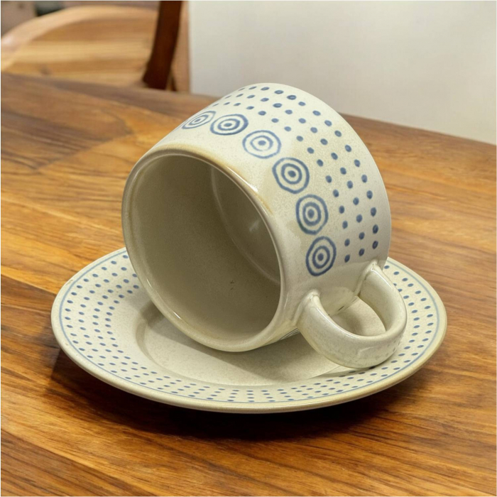 Set Ceasca si Farfurie din Portelan masiv, 320 ml, Colectia Geometric [5]