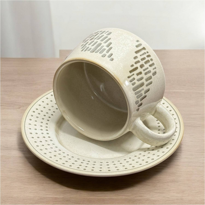 Set Ceasca si Farfurie din Portelan masiv, 320 ml, Colectia Geometric [10]