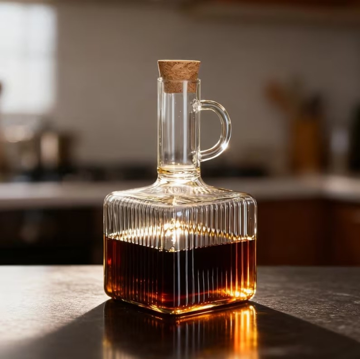 Set oliviera premium din sticla borosilicata, 2 recipiente cu suport din bambus [8]