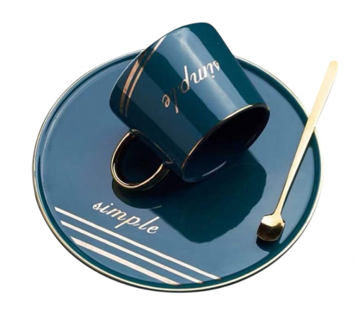 Set Portelan Ceasca, Farfurie si Lingurita, SIMPLE [12]