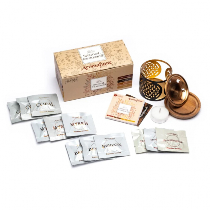 Set Suport Difuzor metalic Spiritual Awareness si 12 carbuni aromati [2]